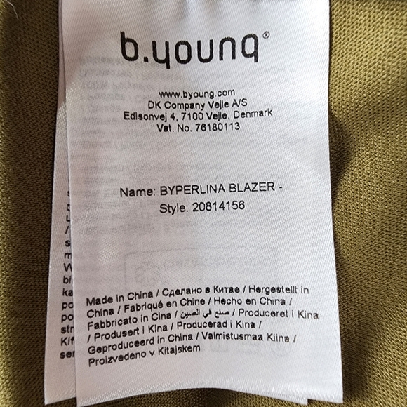 b.young Byperlina Velvet Blazer Straight Cut Moss Green Size 38 Boho Cottagegoth - Picture 12 of 14